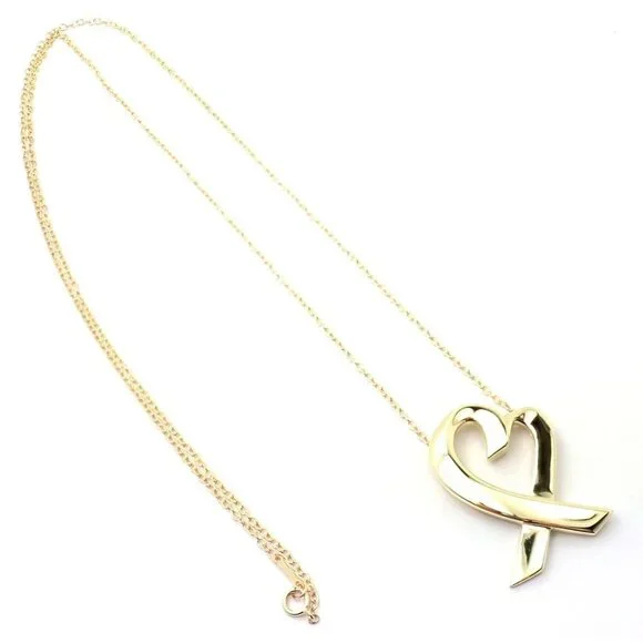 Authentic! Tiffany & Co Picasso 18k Yellow Gold Large Heart Pendant Neck… - Picture 8 of 9
